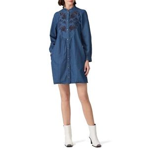 Coach Embroidered Denim Dress 6 button down front.